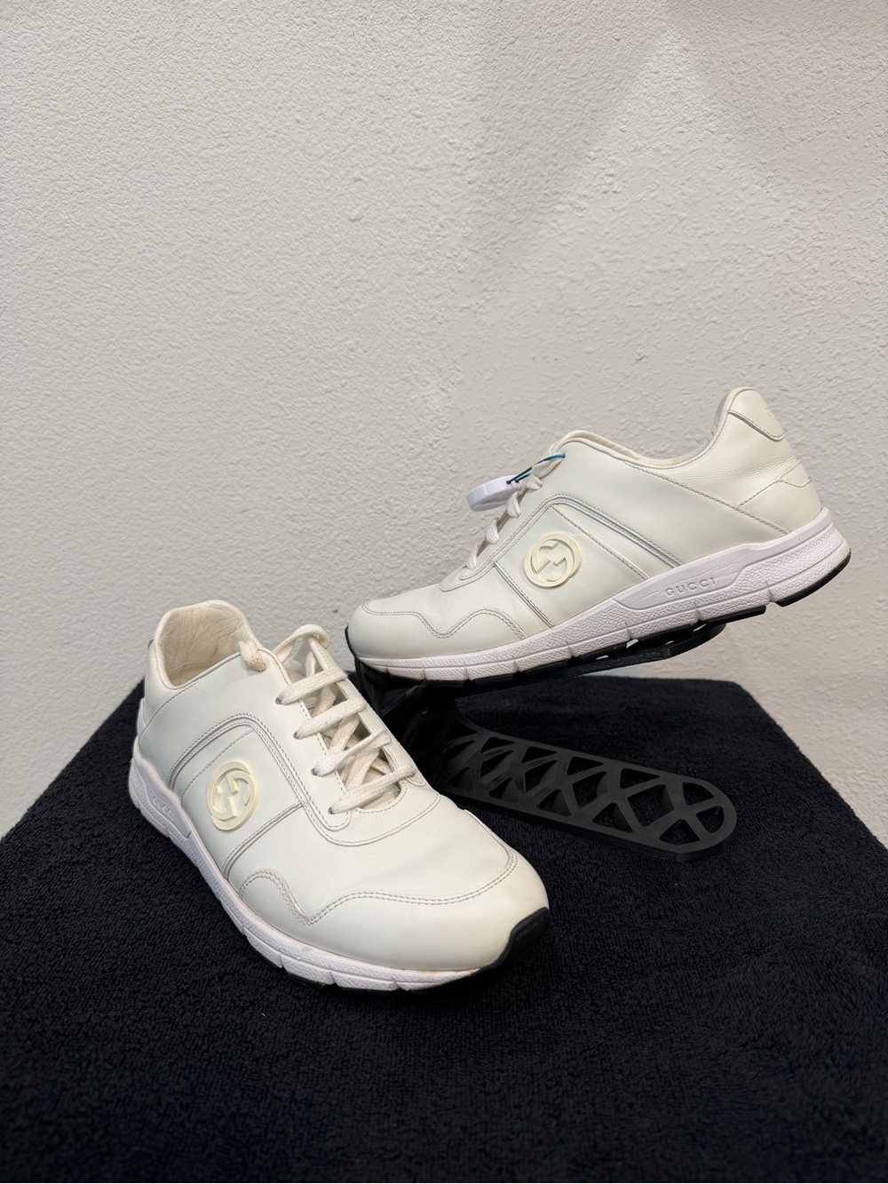 Gucci White Leather Interlocking G Sneakers Authenticated Womens 9.5